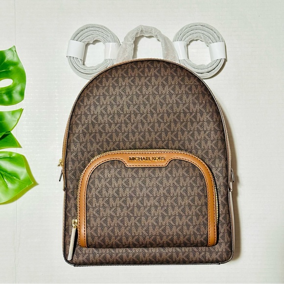 Michael Kors Jaycee Medium Logo Backpack Brown NEW - Picture 5 of 8